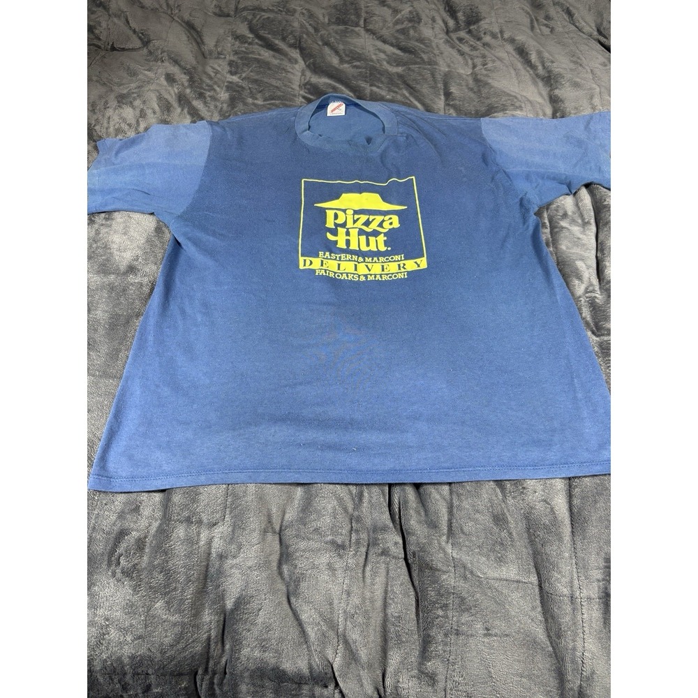 Vintage Blue Heavyweight Jerzees Pizza Hut Supremes Logo T Shirt XL 90s